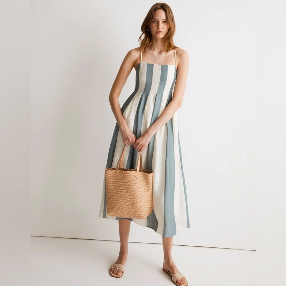 Madewell Pleated Midi Dress in Overcast